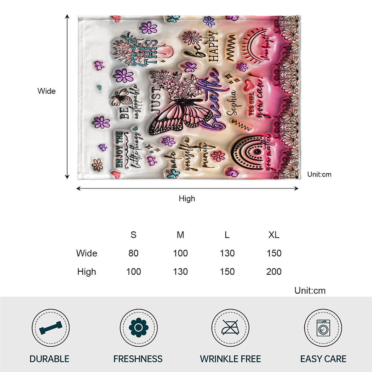 Positive Affirmations Butterfly - Personalized Butterfly Blanket