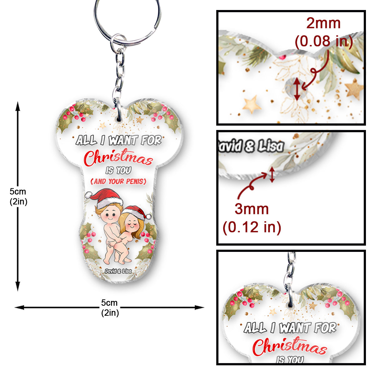 All I Want For Christmas - Personalized Couple Keychain