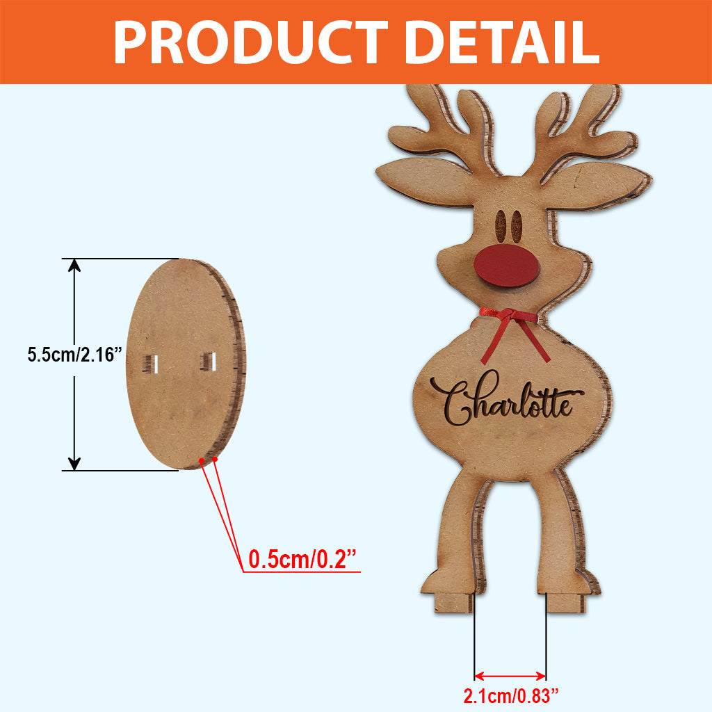 Rentierfamilie – Personalisierte, freistehende Holzplakette