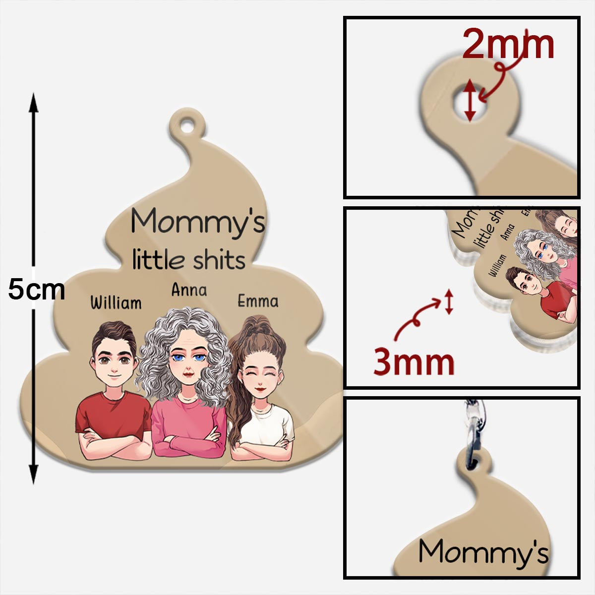 Little Cuties - Gift for dad, grandpa, mom, uncle, aunt, grandma - Personalized Keychain