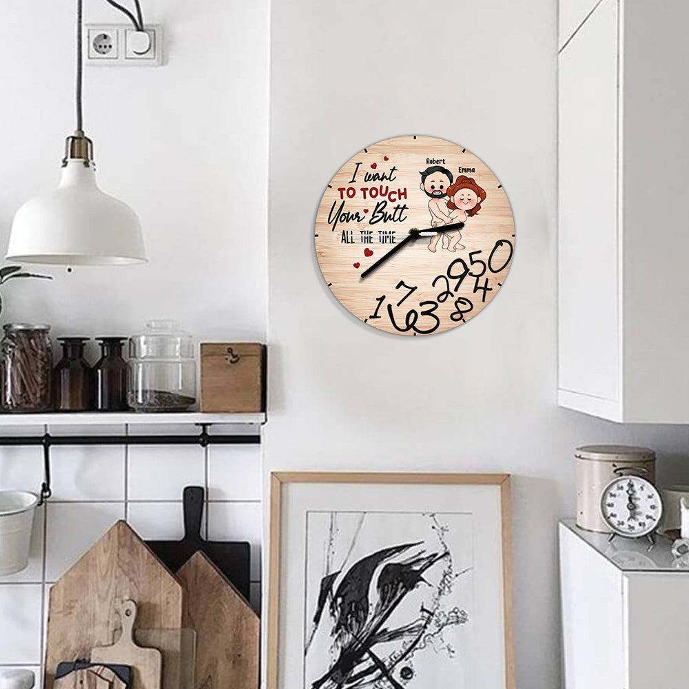 I Want To Touch - Personalized Couple Wall Clock