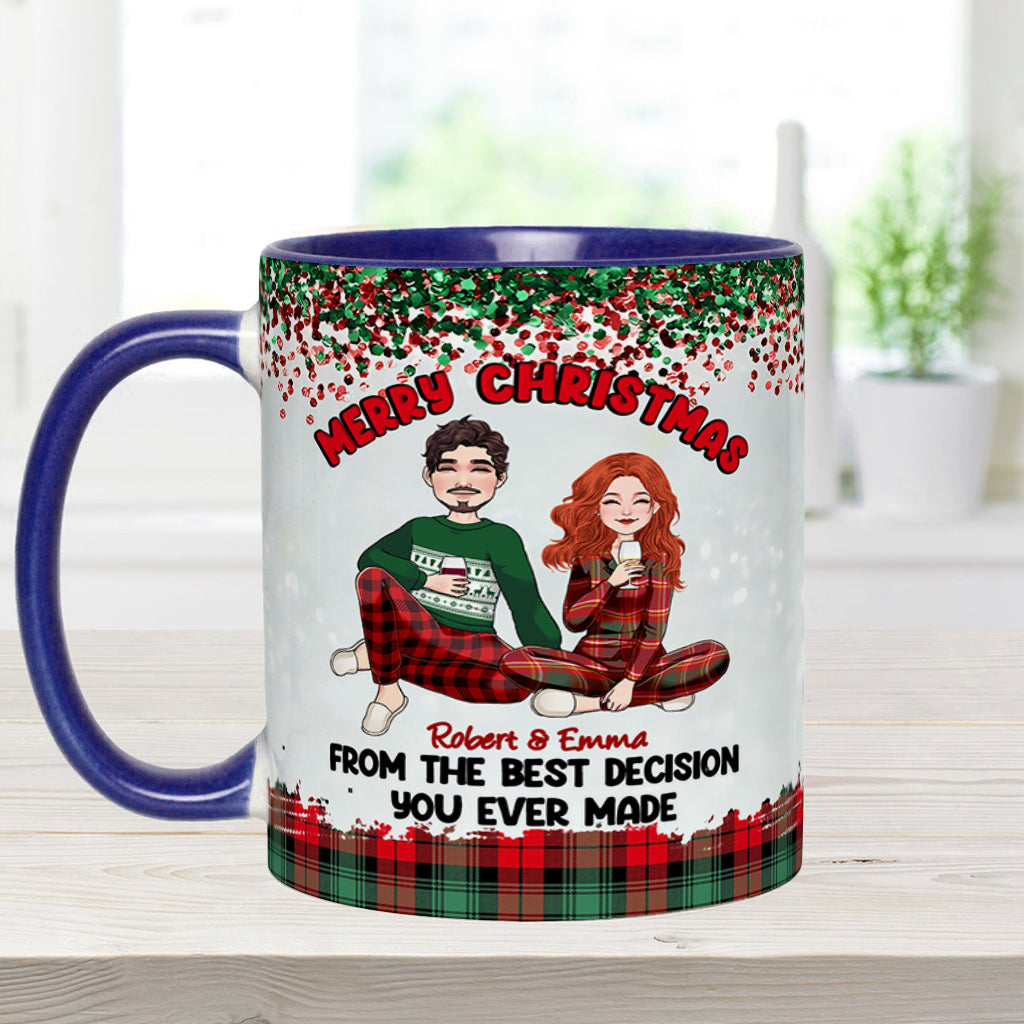 Merry Christmas From The Best Decision You Ever Made - Personalized Couple Accent Mug