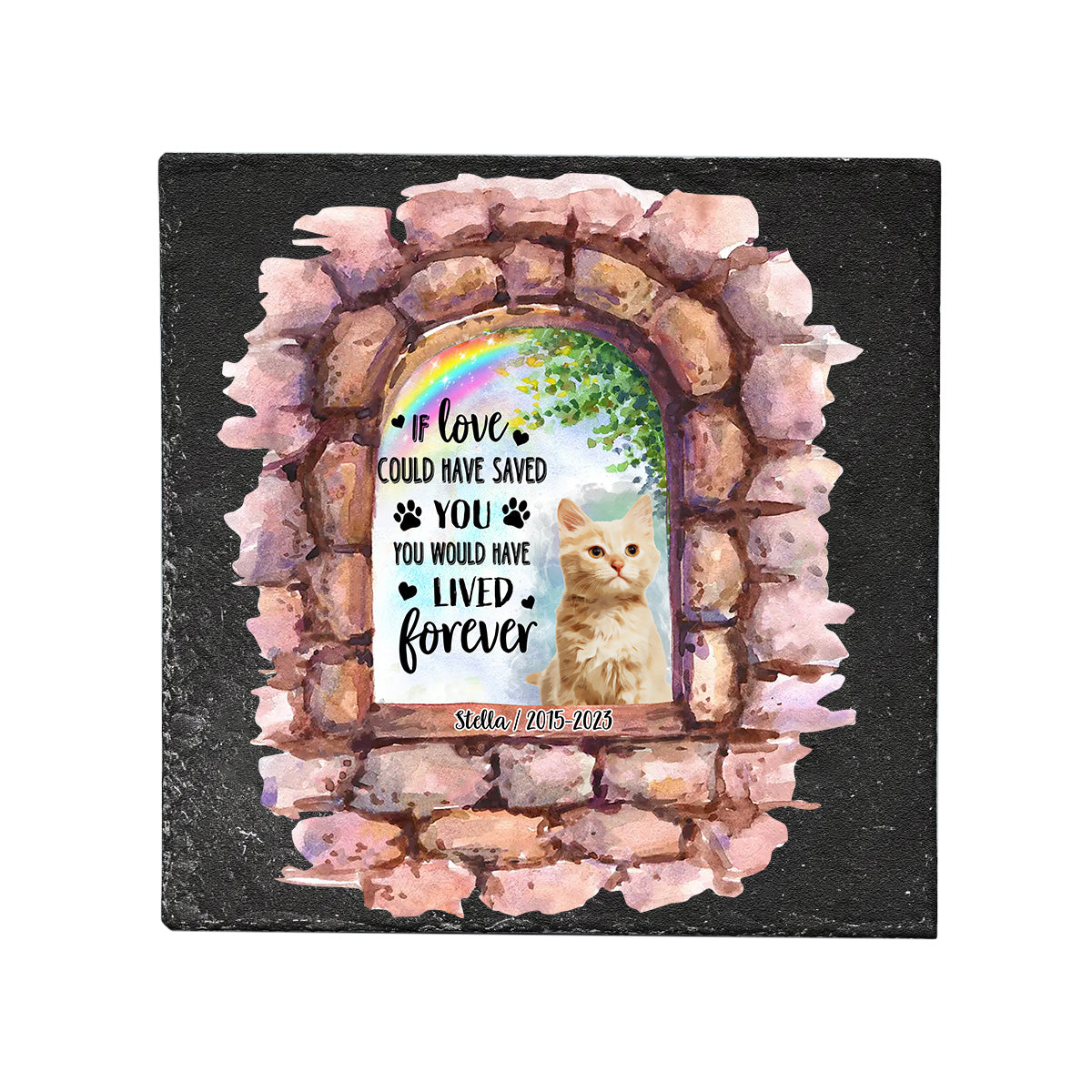 Nicht mehr an meiner Seite – Personalisierter quadratischer Stein in Hundeform