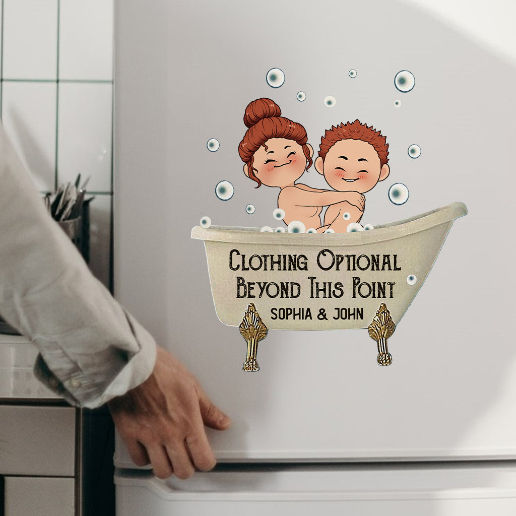 Clothing Optional Beyond This Point - Personalized Couple Decal Die Cut