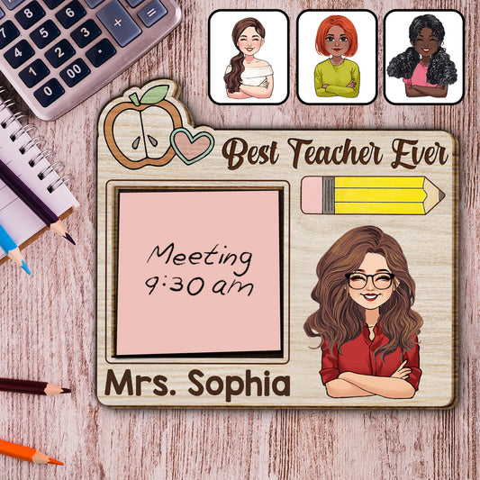 Meilleur professeur du monde - Panneau en bois personnalisé à 2 couches