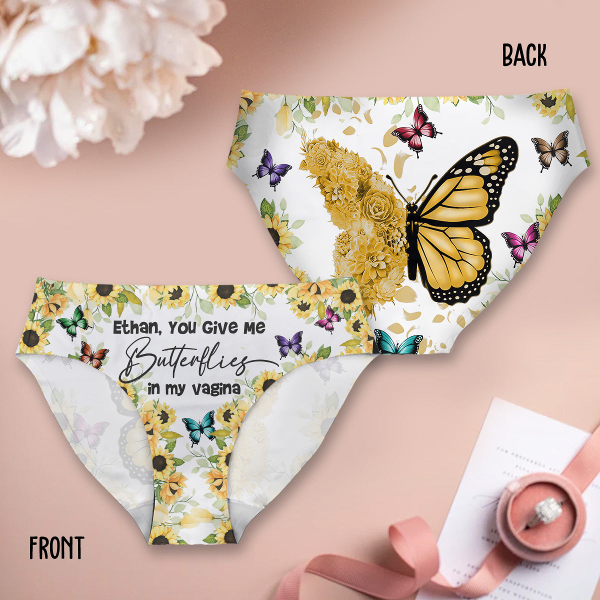 You Give Me Butterflies In My Vagina - Personalized Couple Women Briefs
