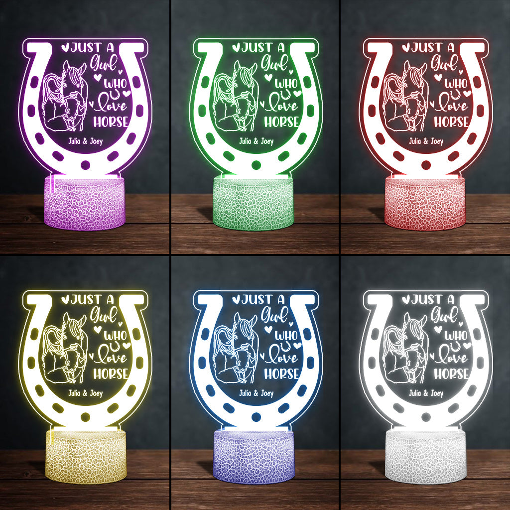 Just A Girl Who Loves Horse - Personalized Horse Shaped Plaque Light Base