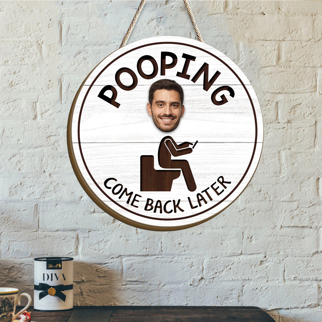 Funny Bathroom Sign - Personalized Couple Interchangeable Wood Sign