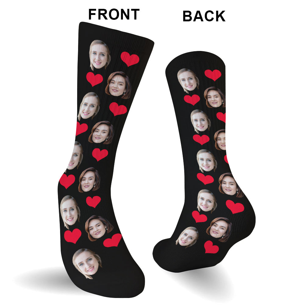Custom Face Heart Pattern - Personalized Bestie Socks