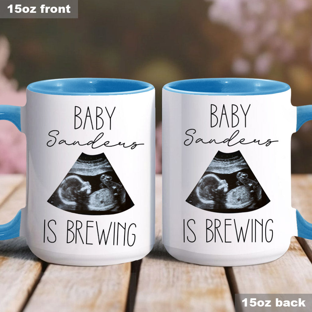 Baby Is Brewing Baby Ultrasound Photo - Pregnancy gift for wife - Personalized Accent Mug
