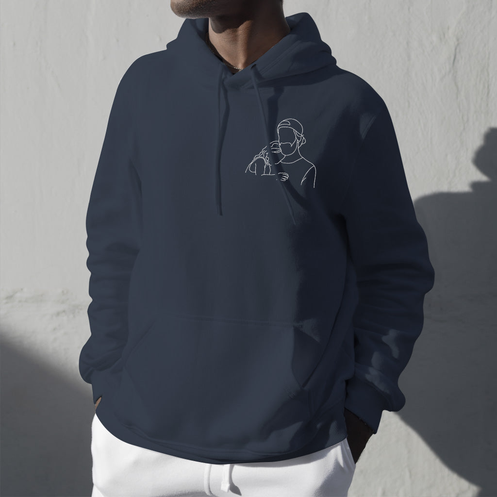 Individuelle Linienzeichnung – Personalisierter Onkel-Hoodie mit Stickerei