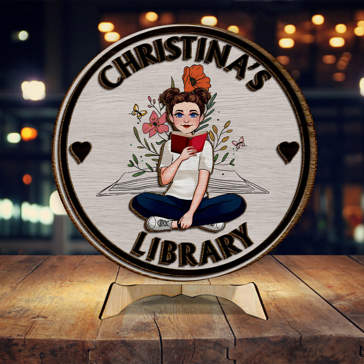 My Library - Personalized Book 2 Layered Wood Sign / Wood Plaque