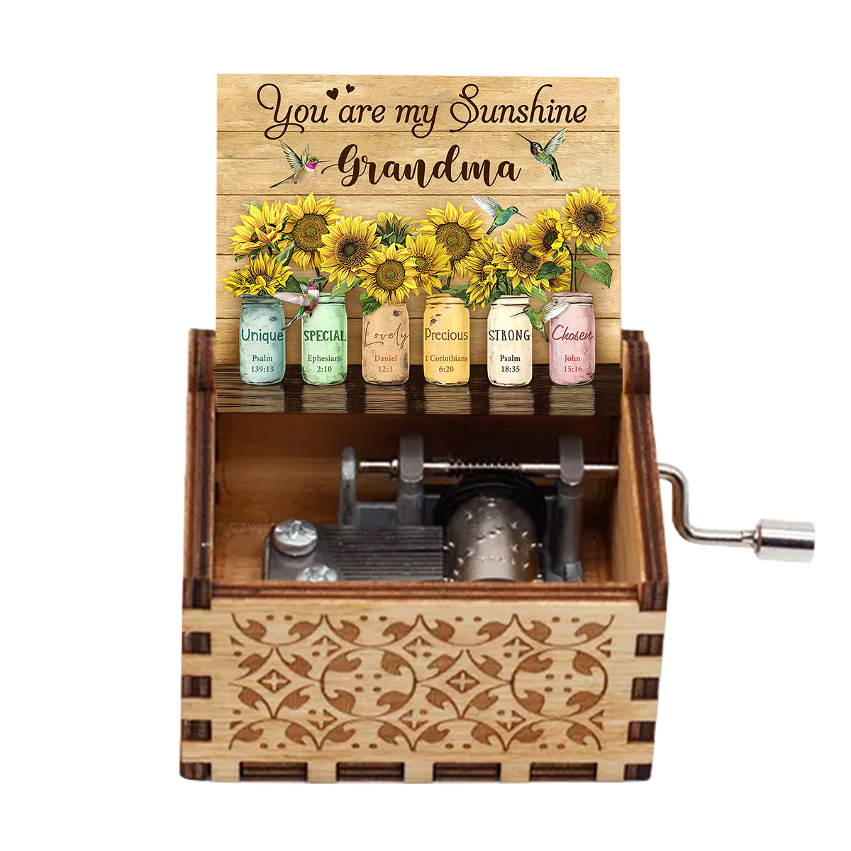 You Are My Sunshine - Gift for mom, grandma, granddaughter, friend, sister - Personalized Hand Crank Music Box