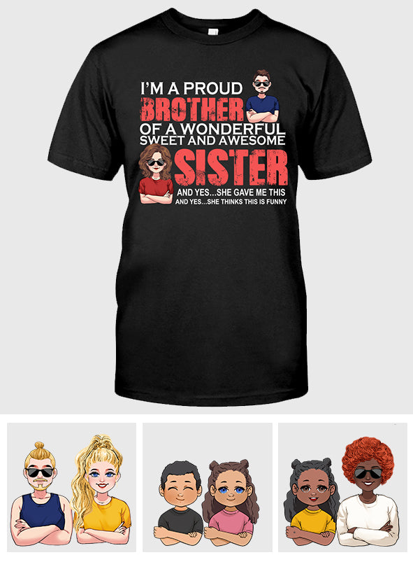 Je suis un frère fier - T-shirt et sweat à capuche personnalisés pour frères et sœurs