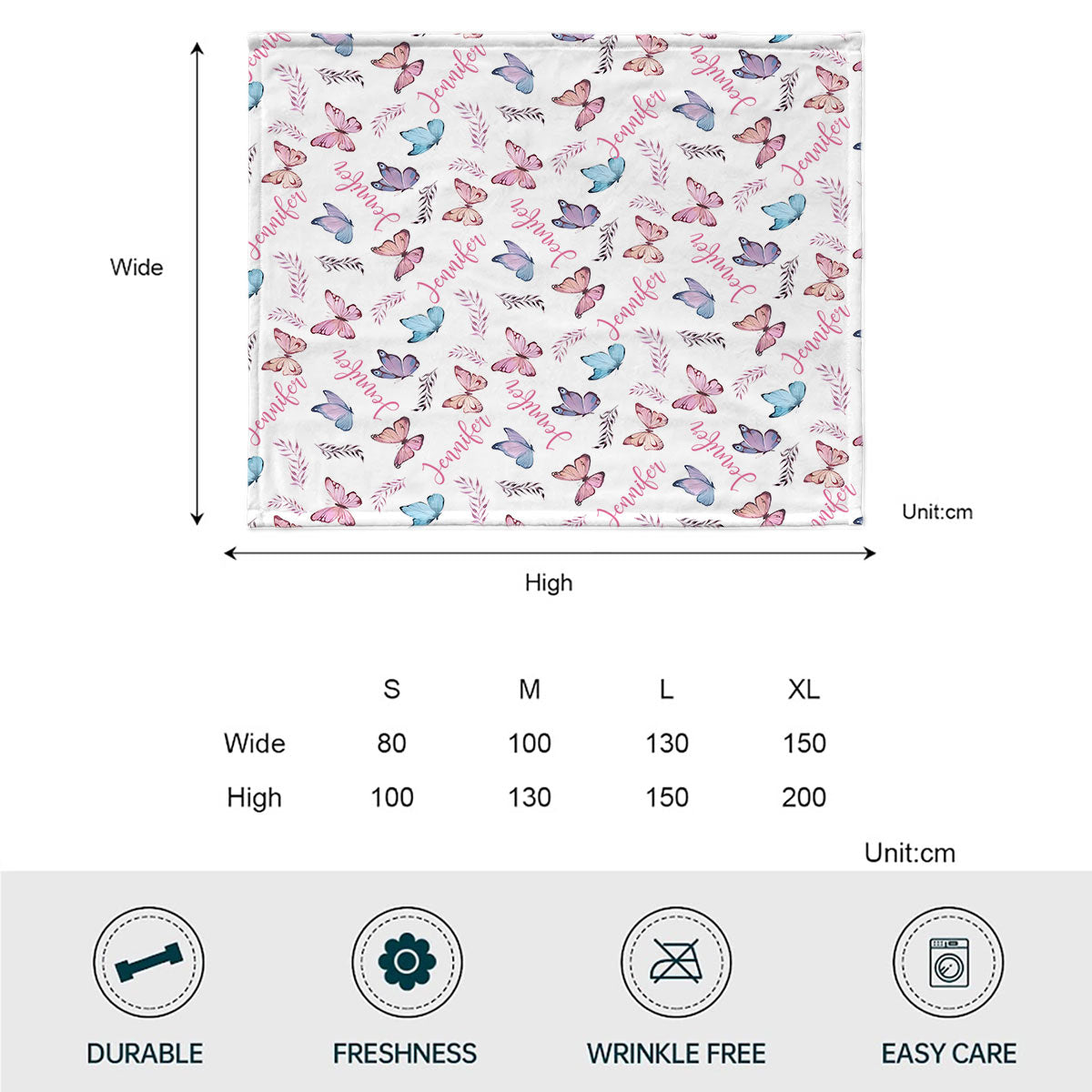 Schmetterlings-Decke mit individuellem Namen – Personalisierte Decke für Stiefmütter