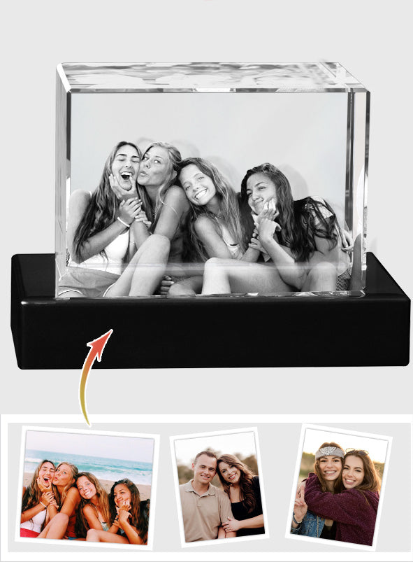 Foto nach Wunsch – Personalisierte 3D-Kristalllampe in Quaderform mit Lasergravur für die Enkelin