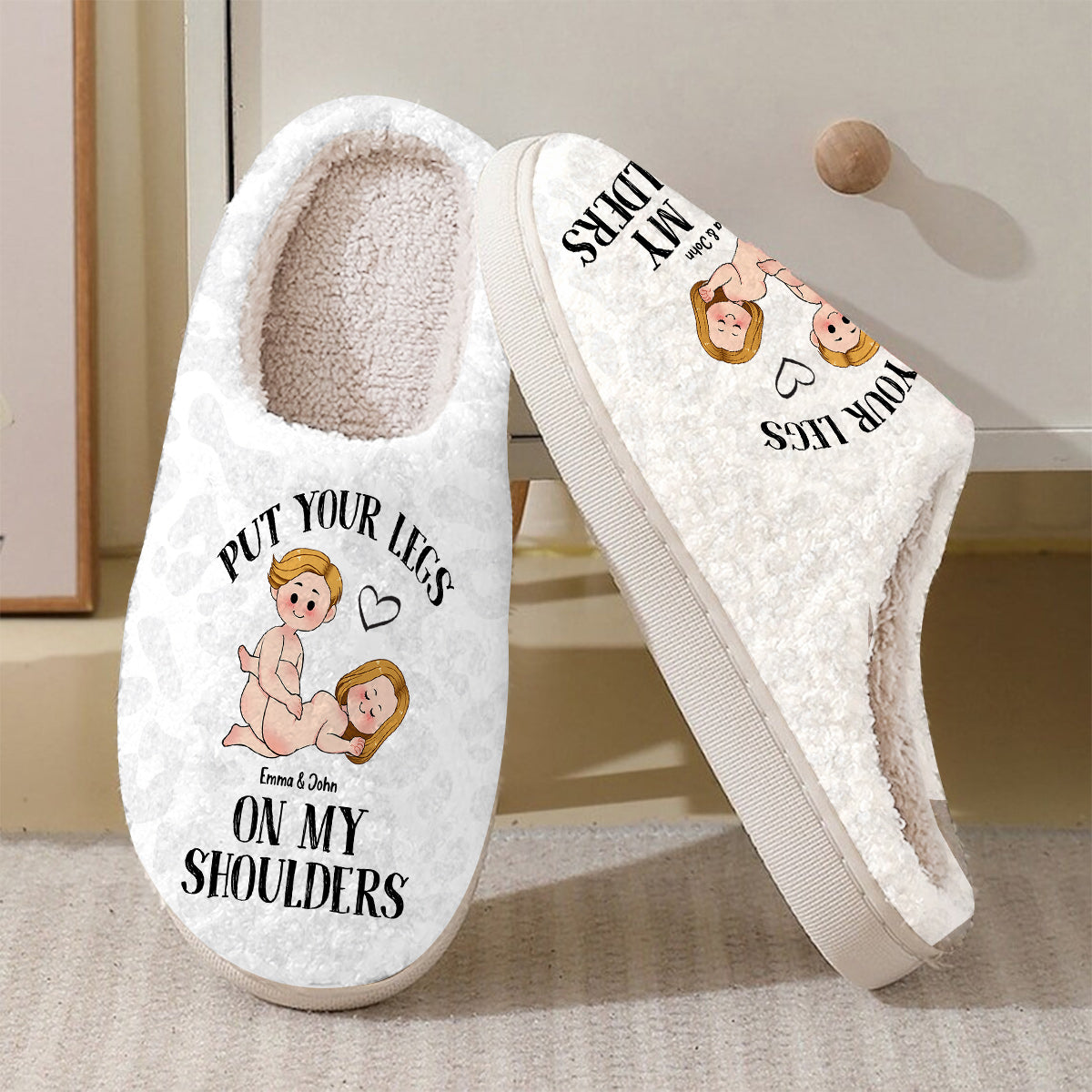 Put Your Legs On My Shoulders - Personalized Couple Slippers