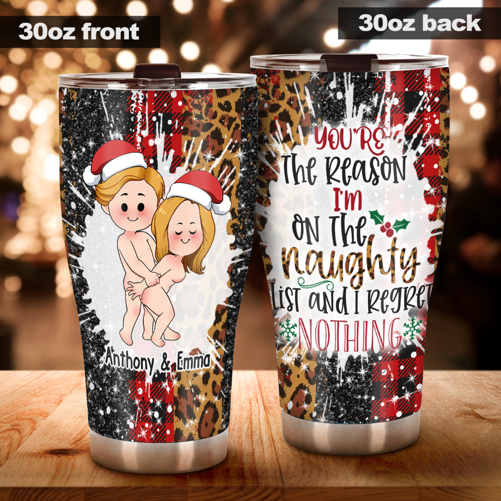I'm On The Naughty List - Personalized Couple Tumbler