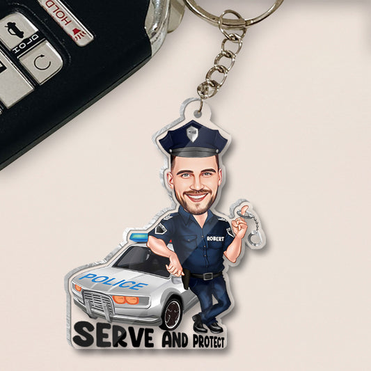 Serve And Protect - Personalized Police Officer Keychain