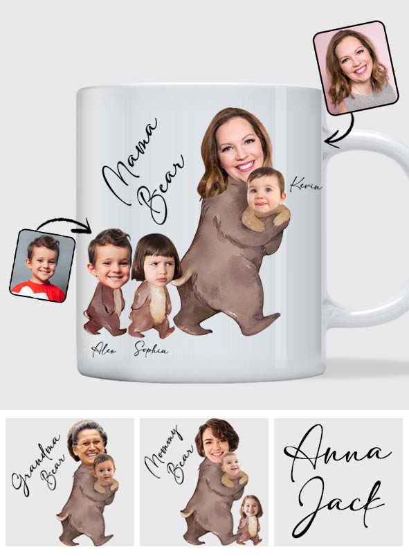 Mama Bear Watercolor Photo Custom - Personalized Mother Mug