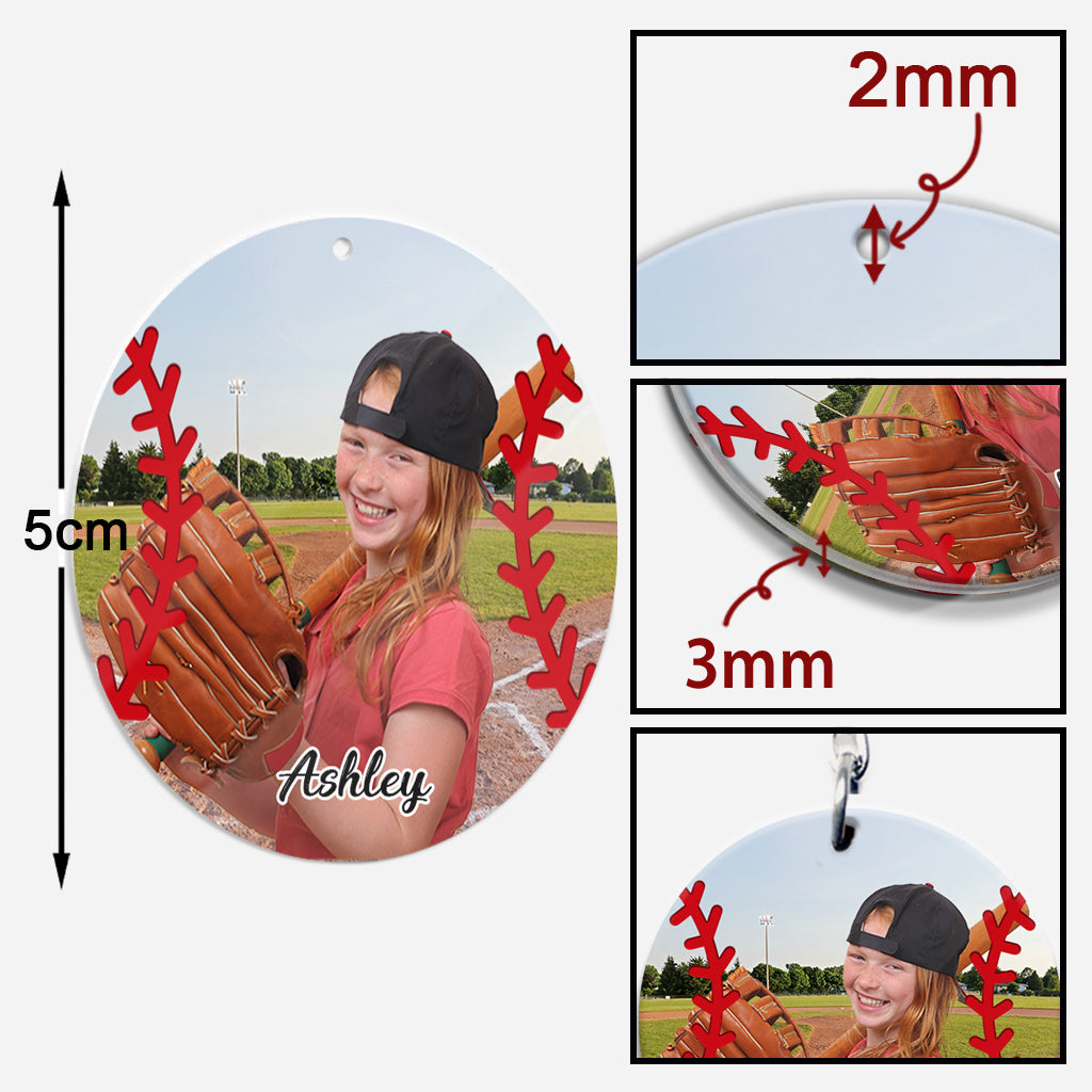 My Heart Is On That Field - Personalized Softball Keychain