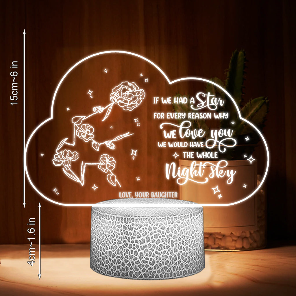 If Moms Were Flowers - Gift for mom, grandma, daughter, wife, girlfriend, dad, grandma, husband - Personalized Shaped Plaque Light Base