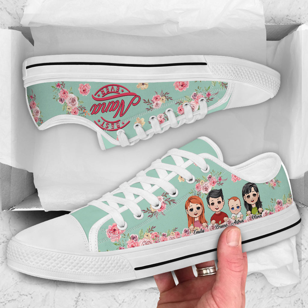 Best Grandma Mimi Nana Ever - Personalized Grandma Low Top Shoes