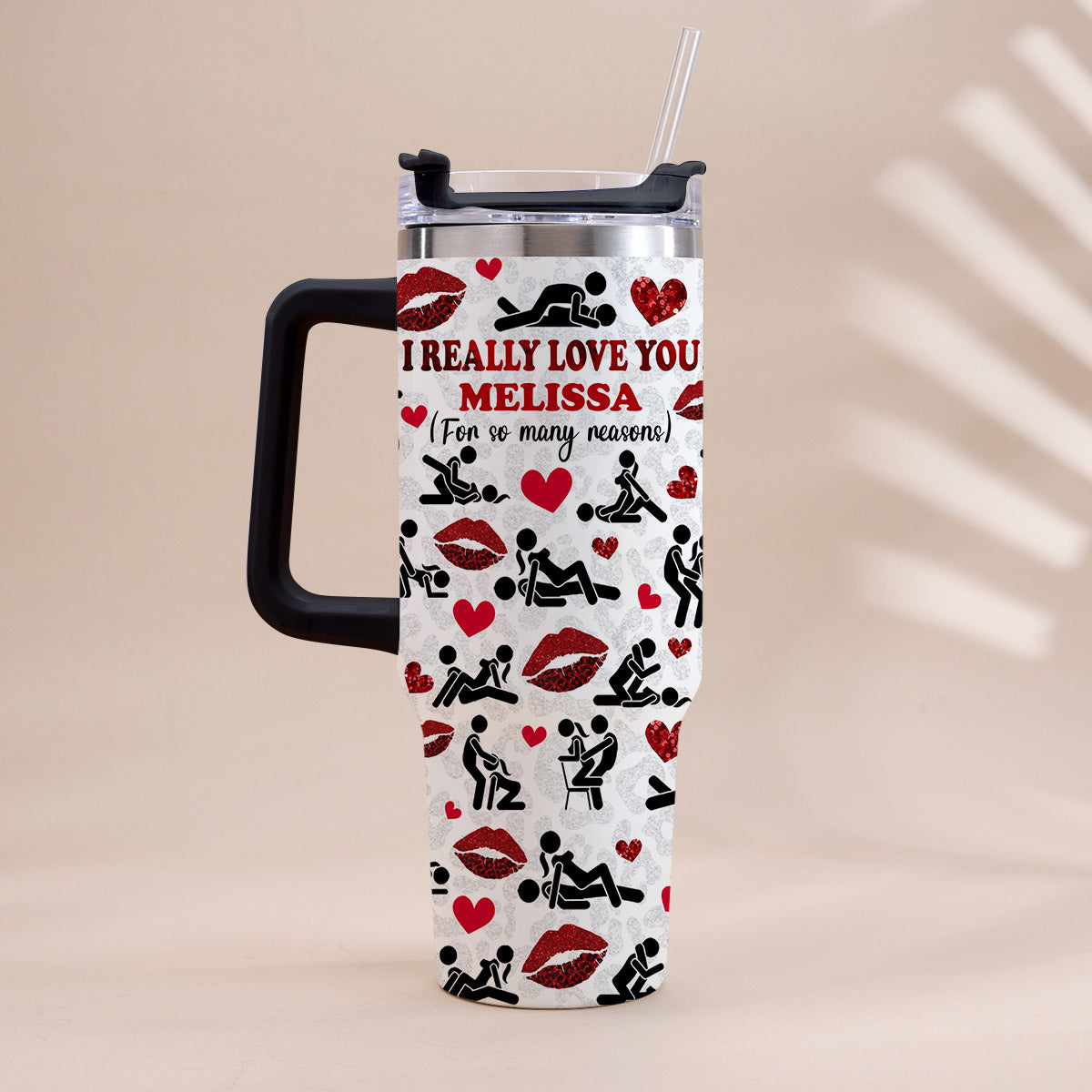 I Really Love You For So Many Reasons With Any Name - Personalized Couple Tumbler With Handle