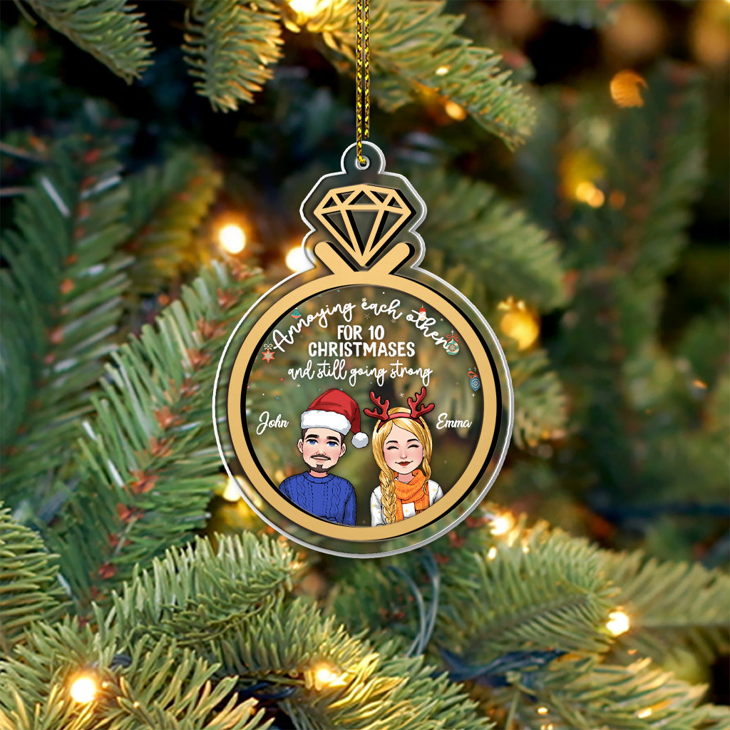 Annoying Each Other For 10 Christmases - Personalized Husband And Wife 2 Layered Piece Mix Ornament