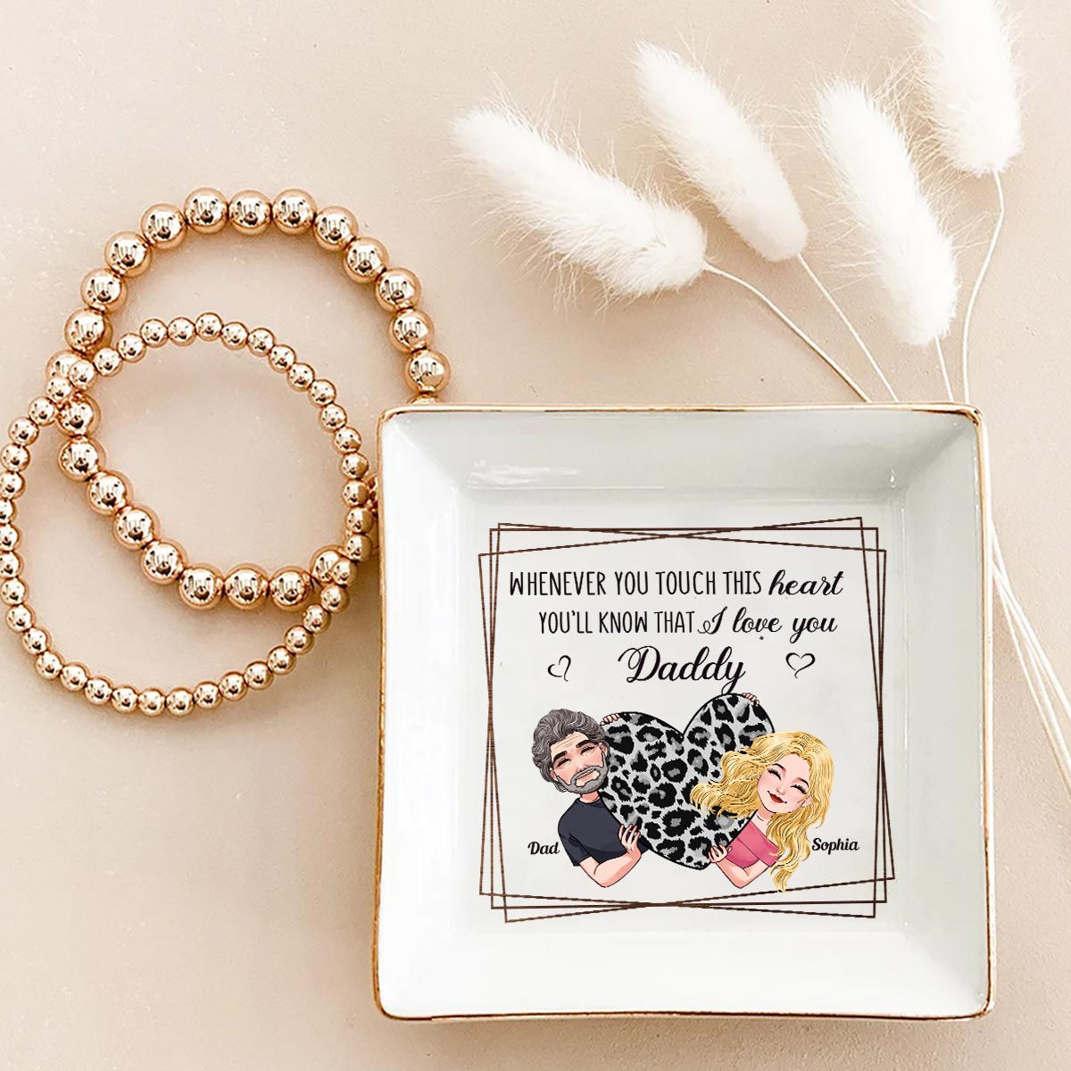 Whenever You Touch This Heart - Gift for mom, grandma, grandpa, daughter, son, granddaughter, grandson, wife, husband, dad, aunt, uncle, sister, brother - Personalized Jewelry Dish