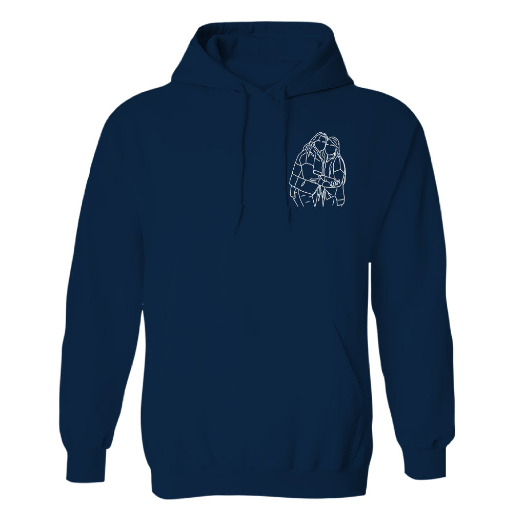 Custom Line Art - Personalized Sibling Embroidered Hoodie