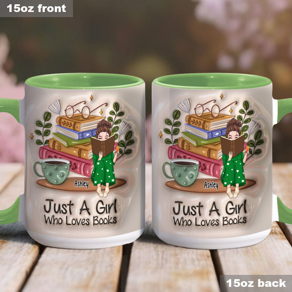 Just A Girl Who Loves Books - Personalized Book Accent Mug