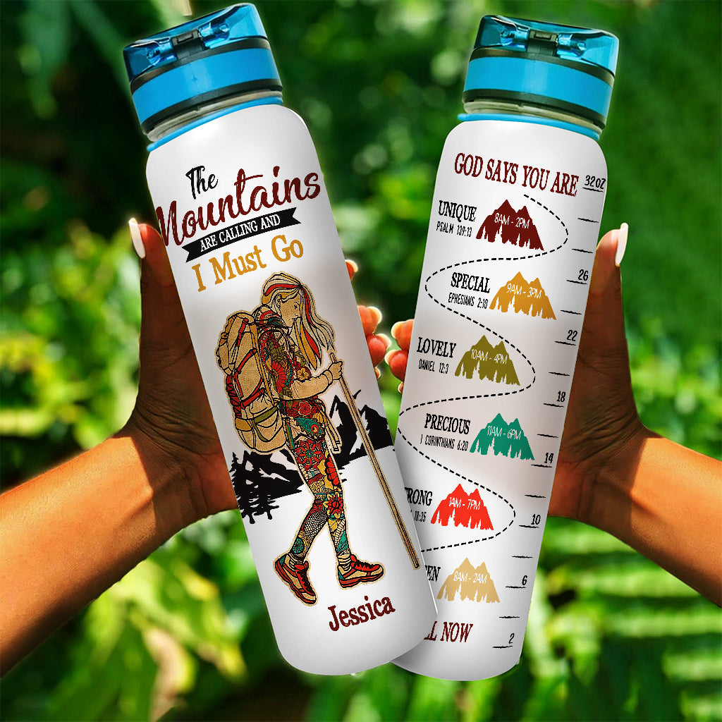 The Mountains - Personalized Hiking Water Tracker Bottle
