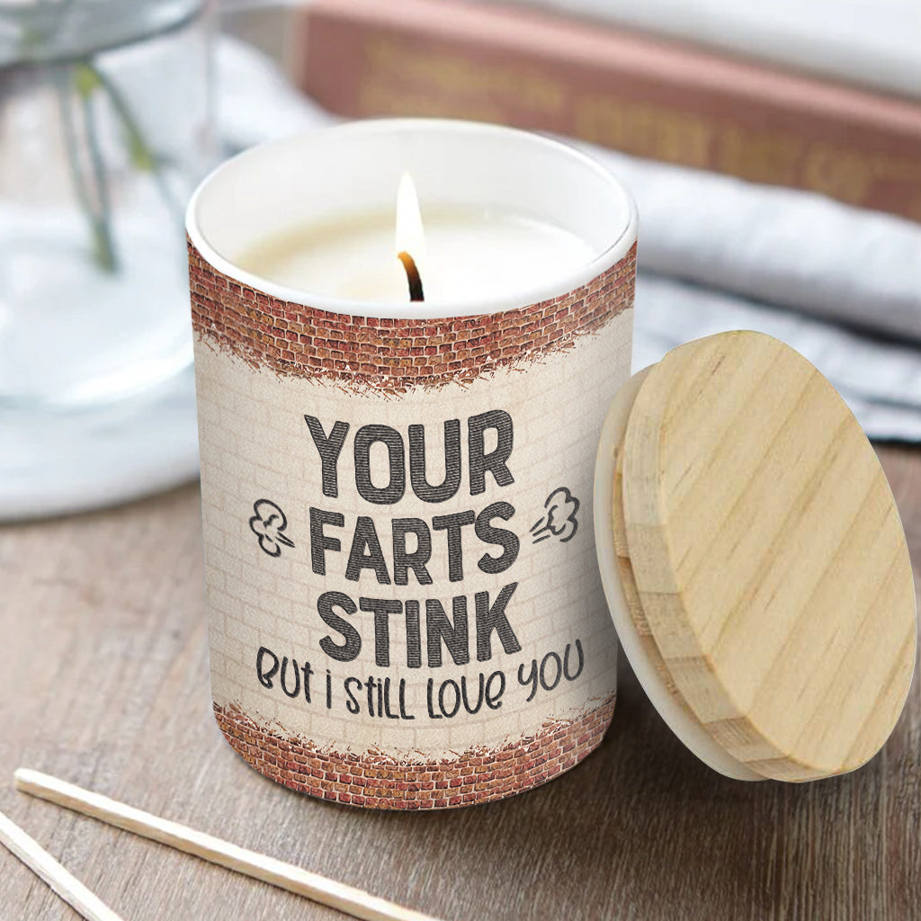 Your Fart Is Stink - Personalized Couple Candle With Wooden Lid