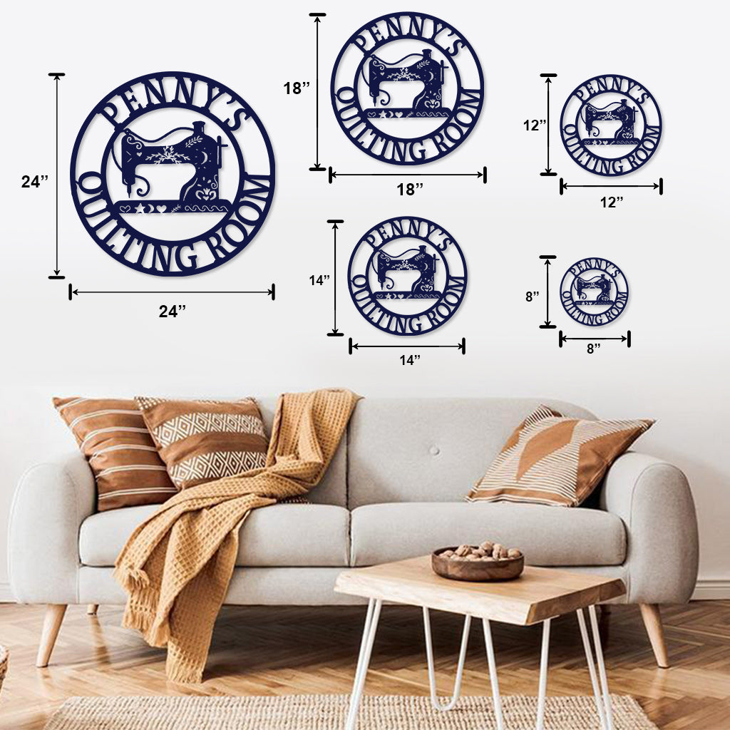 Salle de patchwork - Panneau métallique personnalisé découpé au patchwork