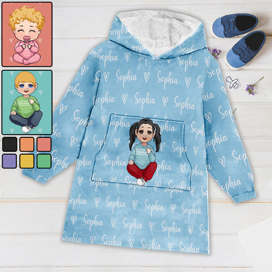 Merry Christmas Kids - Personalized Kid Blanket Hoodie