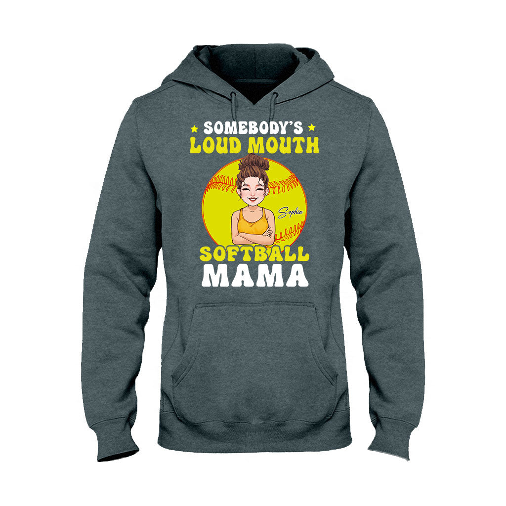 Loud Mouth Softball Mama - Personalized Softball T-shirt And Hoodie