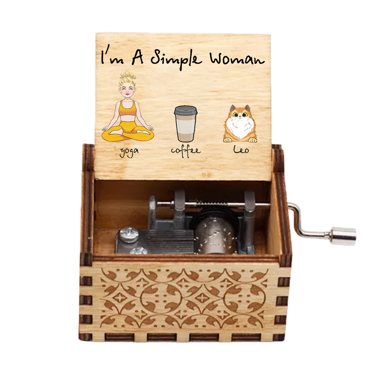 I'm A Simple Woman - Yoga gift for dog lover, cat lover, cat lover - Personalized Hand Crank Music Box