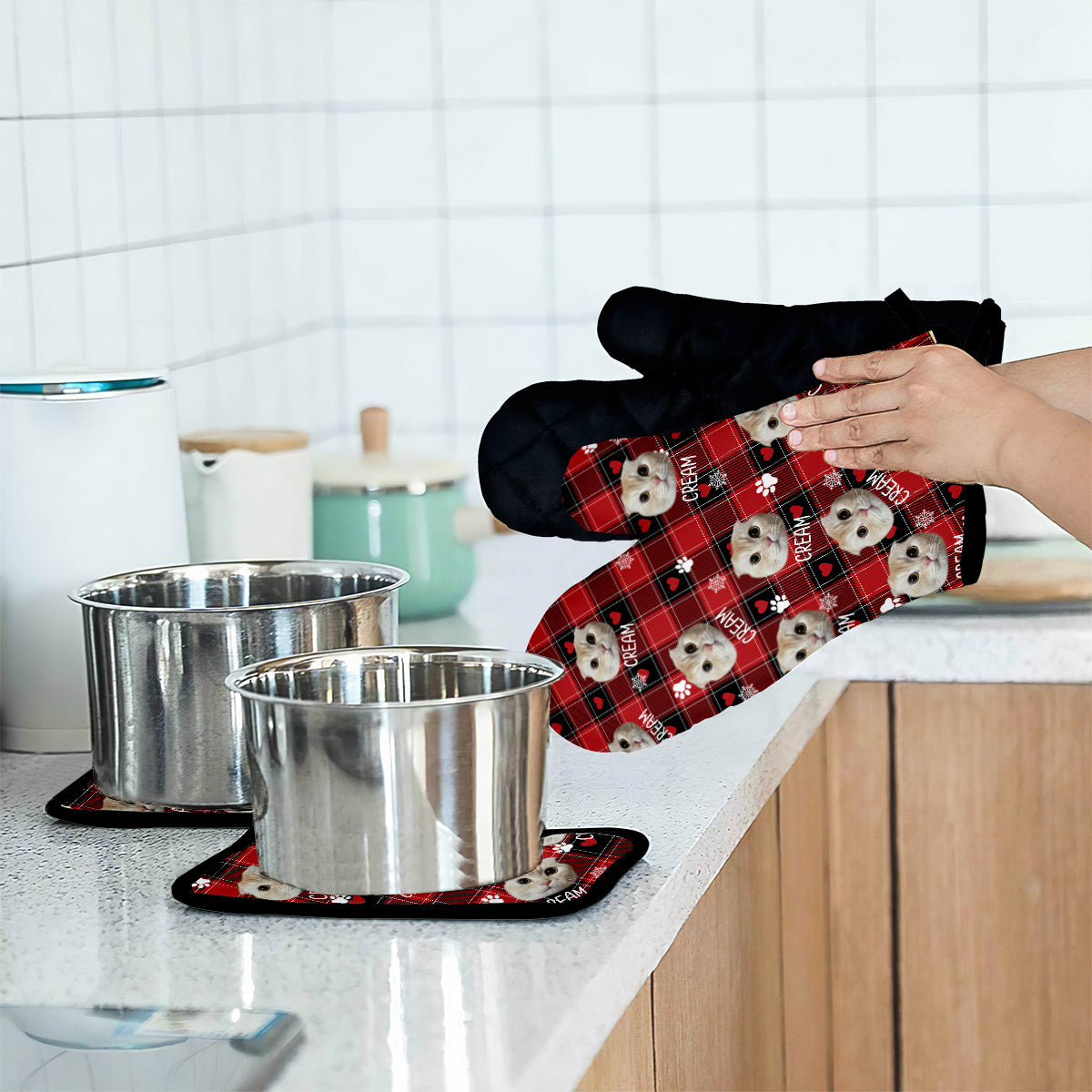 Personalisierte Haustierdecke mit Foto – Geschenk für Katzen- und Hundeliebhaber – Personalisierte Topflappen und Ofenhandschuhe