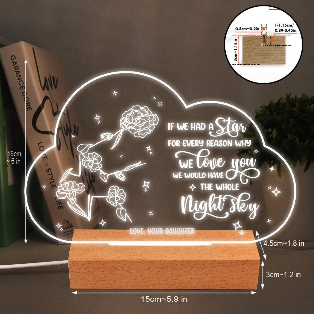 If Moms Were Flowers - Gift for mom, grandma, daughter, wife, girlfriend, dad, grandma, husband - Personalized Shaped Plaque Light Base