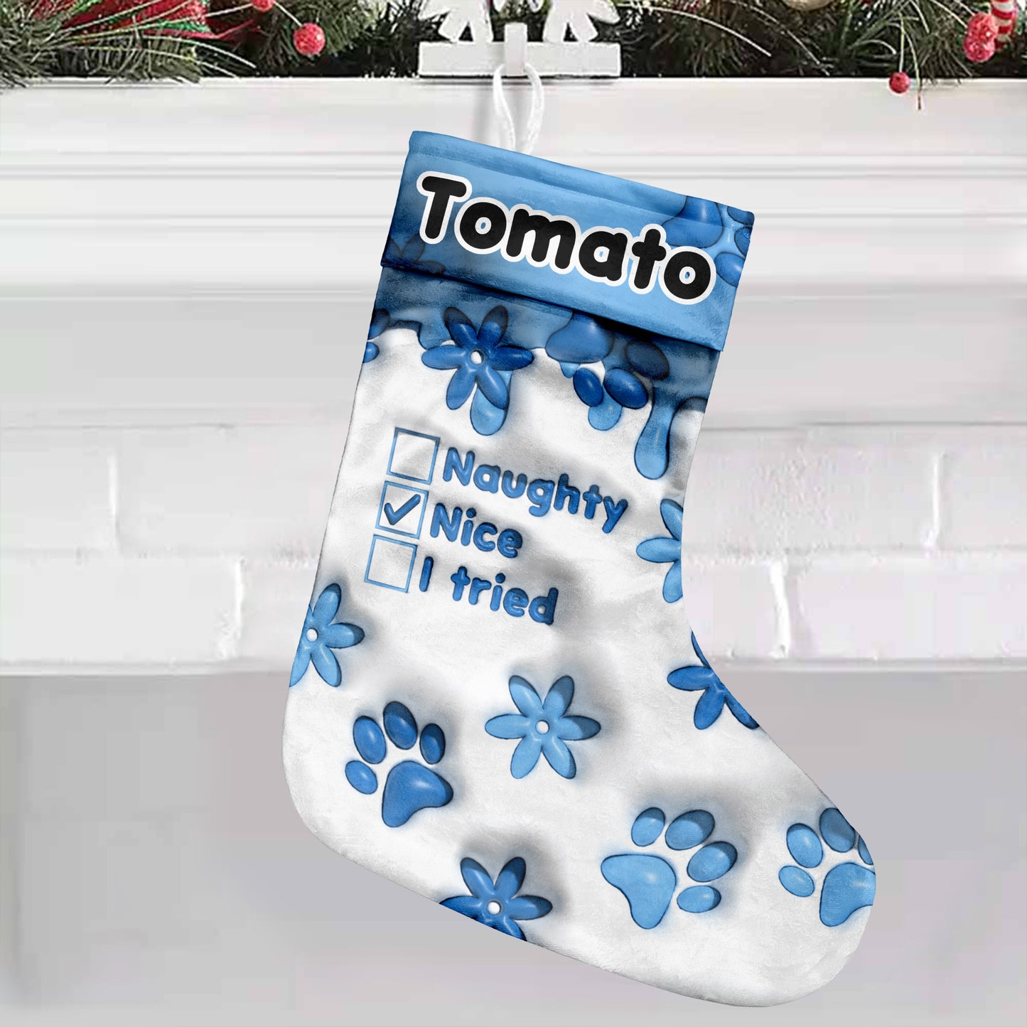 Naughty Nice I Tried - Personalized Dog Christmas Stockings