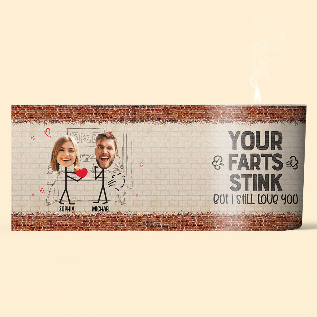 Your Fart Is Stink - Personalized Couple Candle With Wooden Lid