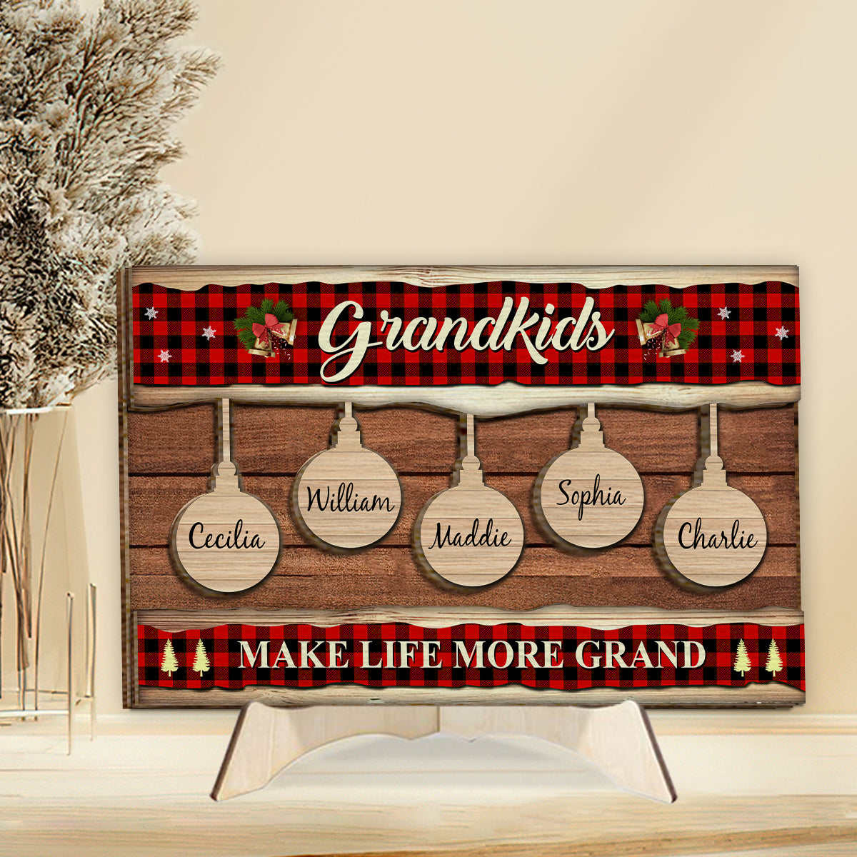 Grandkids Make Life More Grand - Personalized Grandma 2 Layered Wood Sign / Wood Plaque