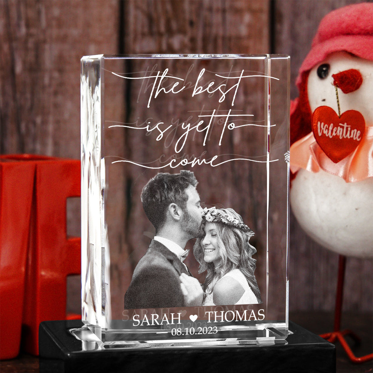 The Best Is Yet To Come - wedding gift for husband, wife, boyfriend, girlfriend - Personalized Laser Engraving 3D Cuboid Shaped Crystal Lamp