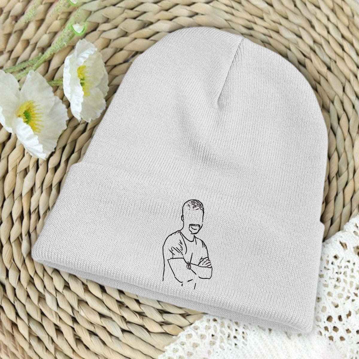Bonnet brodé personnalisé avec photo - Bonnet brodé pour fils