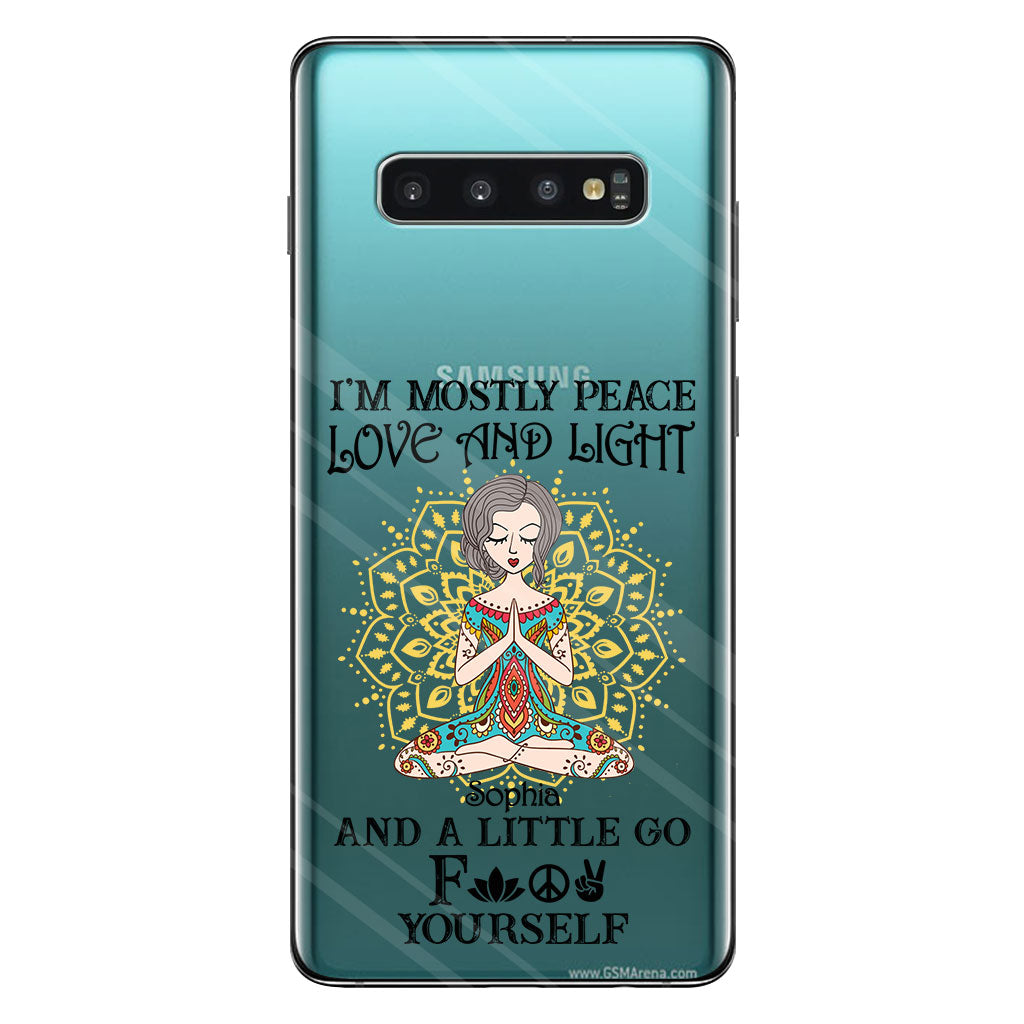 I’m Mostly Peace Love And Light - Personalized Yoga Clear Phone Case
