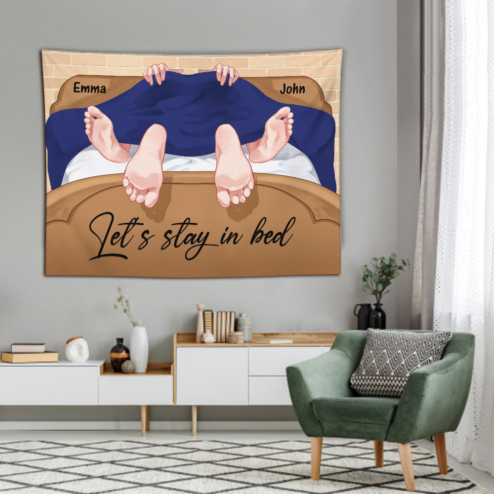 Let's Stay In Bed - Personalized Couple Wall Tapestry