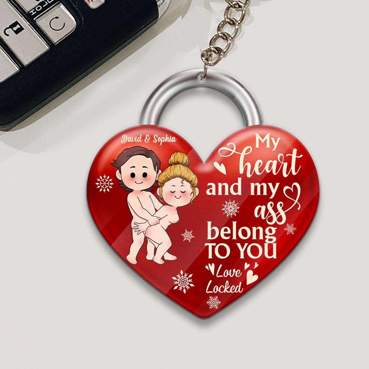My Heart Belongs To You - Personalized Couple Keychain