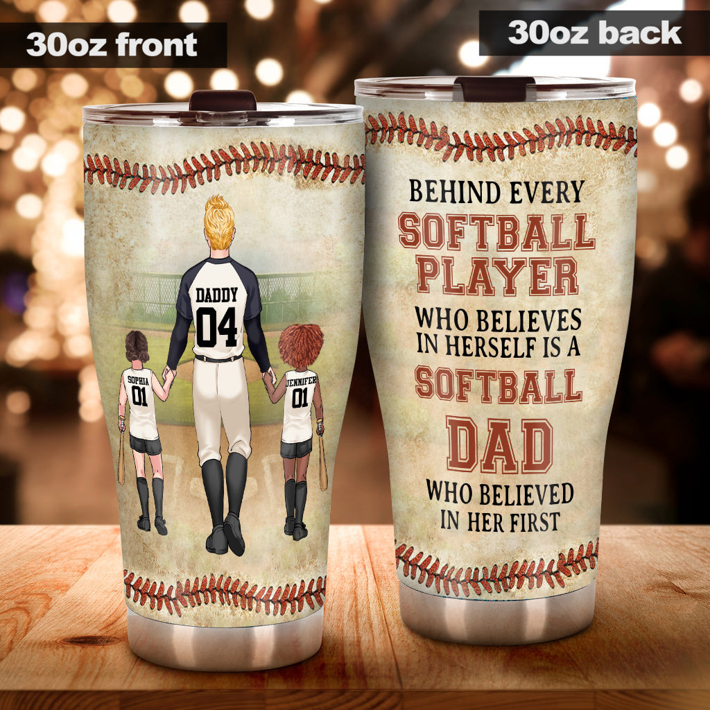 Behind Every Softball Player - Personalized Softball Tumbler
