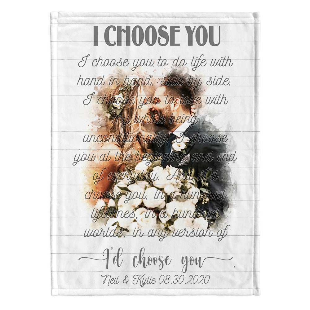 I Choose You - Personalized Husband And Wife Blanket